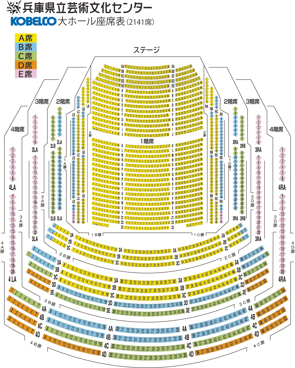 KOBELCO大ホール 座席表 兵庫県立芸術文化センター